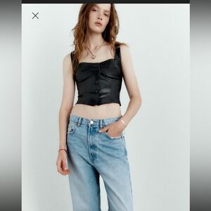 Zara Faux Leather Black Vest